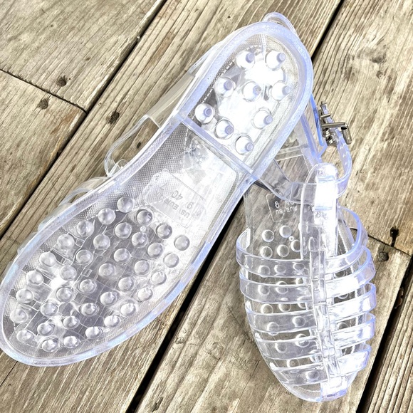 HER STYLE Clear Jelly Buckle Sandals Sz 9 - Picture 3 of 5